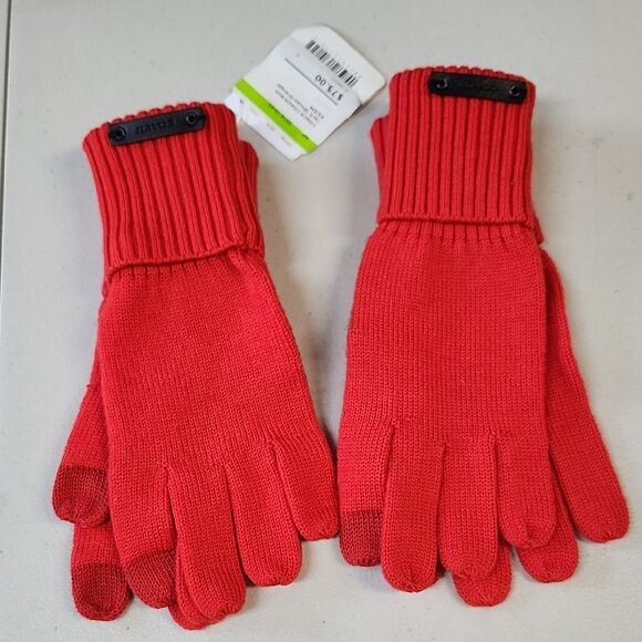 Coach XS/Small Orangish Red Tech Gloves - New - Picture 1 of 5